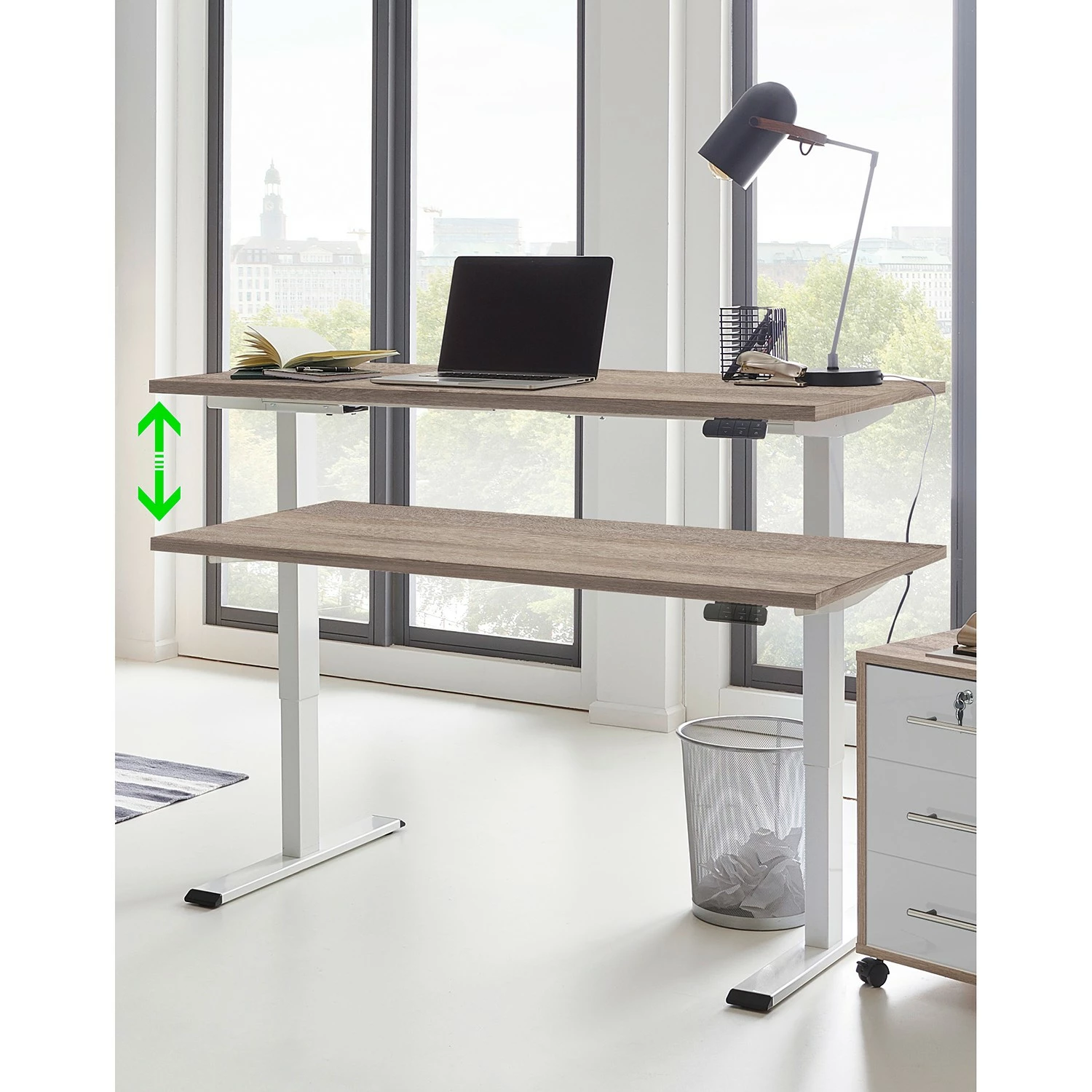 Furnitive Schreibtisch Avin II - (Höhenverstellbar) - Eiche Sonoma Dekor - Weiß 4 Furnitive Schreibtisch Avin II - (Höhenverstellbar) - Eiche Sonoma Dekor - Weiß – Bild 2