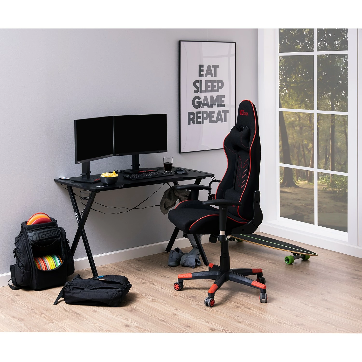 Fredriks Gaming Chair Chris - Schwarz / Rot 4 Fredriks Gaming Chair Chris - Schwarz / Rot – Bild 2
