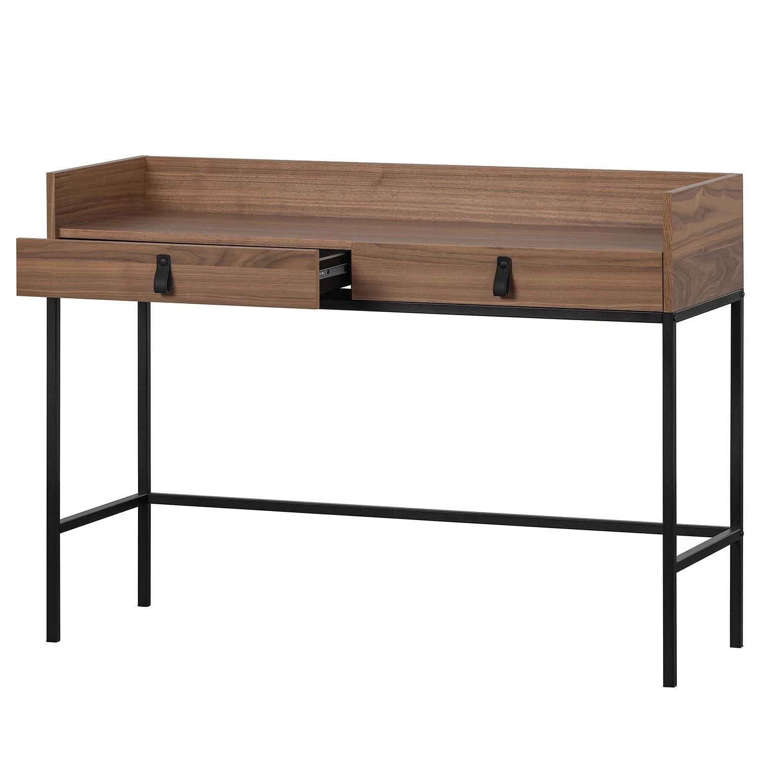 Fredriks Schreibtisch Boonton - Echtholz furniert / Metall - Walnuss / Schwarz 4 Fredriks Schreibtisch Boonton - Echtholz furniert / Metall - Walnuss / Schwarz – Bild 2