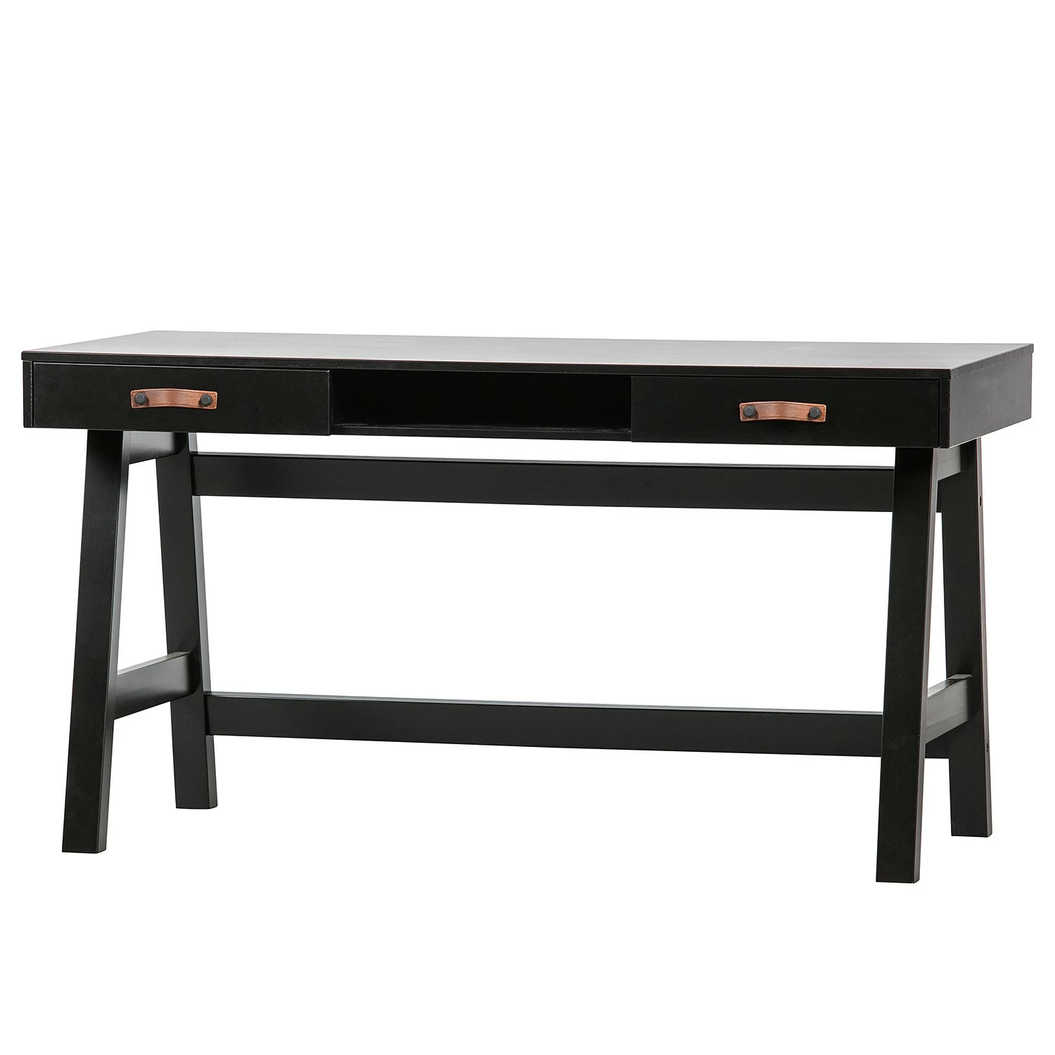 Fredriks Schreibtisch Dural - Kiefer massiv - Schwarz / Vintage Braun 3 Fredriks Schreibtisch Dural - Kiefer massiv - Schwarz / Vintage Braun