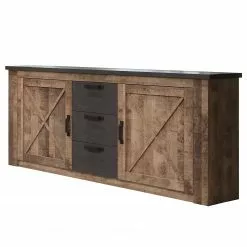 Trendteam Sideboard Georgia - Dunkelgrau / Eiche Rustikal Dekor