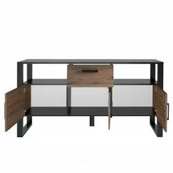 Red Living Sideboard Norddal - Nussbaum Dekor / Schwarz -Büromöbel Verkaufsgeschäft 1000304813 211027 104959000114 DETAILS P000000001000304813