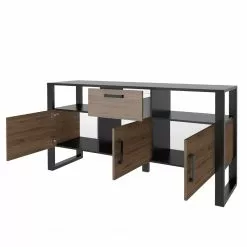 Red Living Sideboard Norddal - Nussbaum Dekor / Schwarz -Büromöbel Verkaufsgeschäft 1000304813 211027 105010000120 DETAILS P000000001000304813