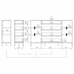 Maja Möbel Sideboard Trend Wood I - Asteiche Dekor / Schwarz -Büromöbel Verkaufsgeschäft 1000306527 211102 130342000521 SKETCH DETAILS P000000001000306527 sketch