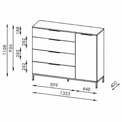 Maja Möbel Sideboard Trend Wood II - Asteiche Dekor / Schwarz -Büromöbel Verkaufsgeschäft 1000306532 211102 130342000525 SKETCH DETAILS P000000001000306532 sketch