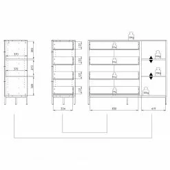 Maja Möbel Sideboard Trend Wood II - Asteiche Dekor / Schwarz -Büromöbel Verkaufsgeschäft 1000306532 211102 130342000527 SKETCH DETAILS P000000001000306532 sketch