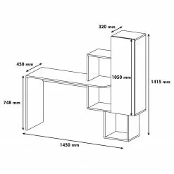 Loftscape Schreibtisch-Kombination Laurie - Weiß / Walnuss Dekor -Büromöbel Verkaufsgeschäft 1000306581 211115 13521900756 SKETCH DETAILS P000000001000306581 sketch