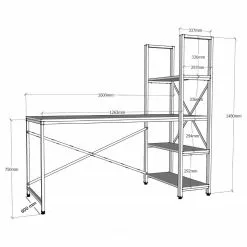 Red Living Schreibtisch-Kombination Living - Eiche Dekor / Schwarz -Büromöbel Verkaufsgeschäft 1000306594 211115 13512400673 SKETCH DETAILS P000000001000306594 sketch