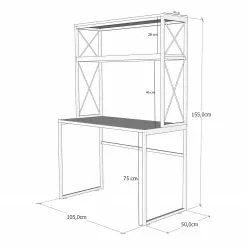Red Living Schreibtisch-Kombination Lavik - Pinie Braun / Schwarz -Büromöbel Verkaufsgeschäft 1000306612 211115 13515800725 SKETCH DETAILS P000000001000306612 sketch