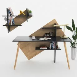 Norrwood Schreibtisch-Set Deering (2-teilig) - Anthrazit / Eiche -Büromöbel Verkaufsgeschäft 1000306656 211115 13545000487 MOOD DETAILS P000000001000306656 mood