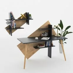 Norrwood Schreibtisch-Set Deering (2-teilig) - Anthrazit / Eiche -Büromöbel Verkaufsgeschäft 1000306656 211115 13545600493 MOOD DETAILS P000000001000306656 mood