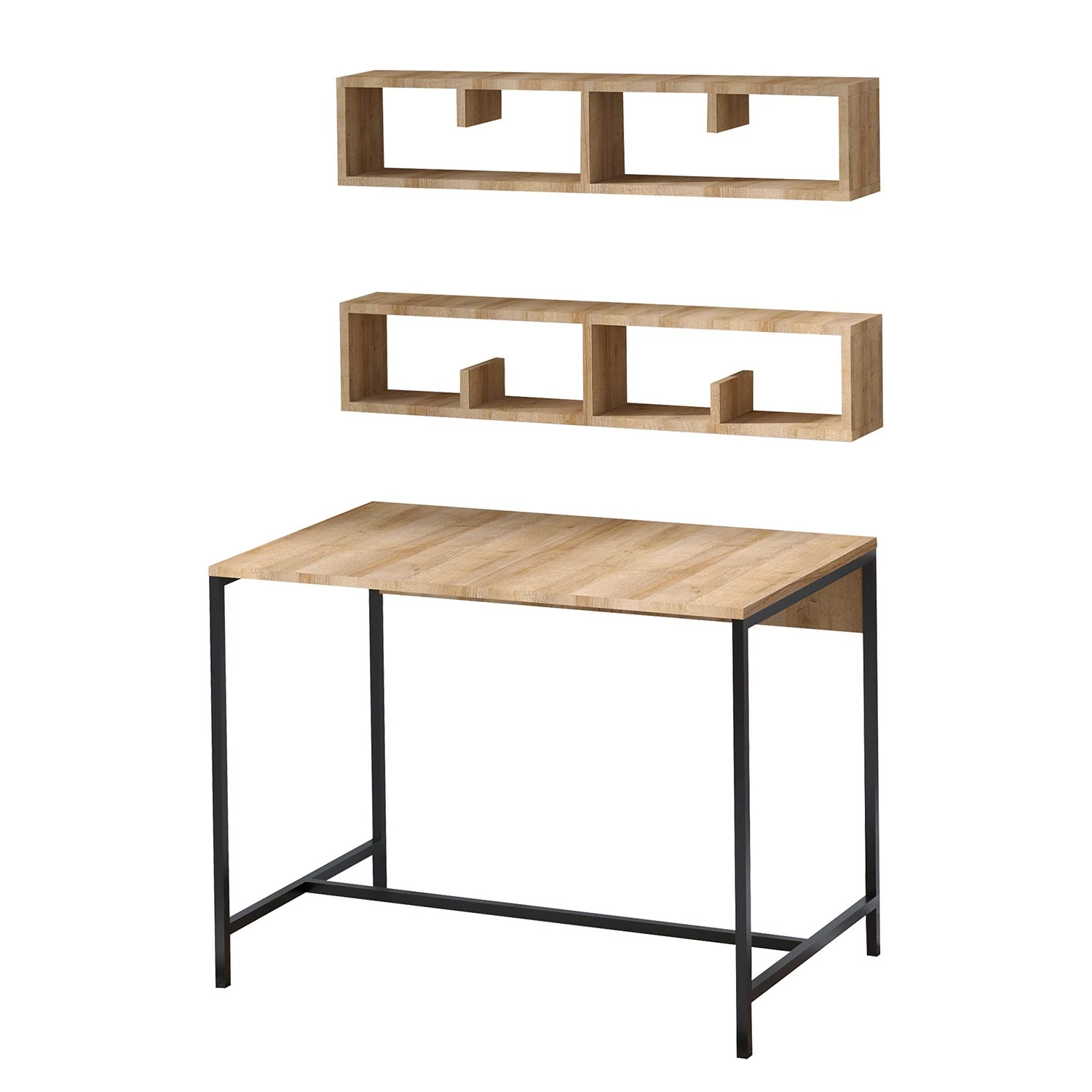 Red Living Schreibtisch-Set Cushy (3-teilig) - Eiche Dekor / Schwarz 3 Red Living Schreibtisch-Set Cushy (3-teilig) - Eiche Dekor / Schwarz