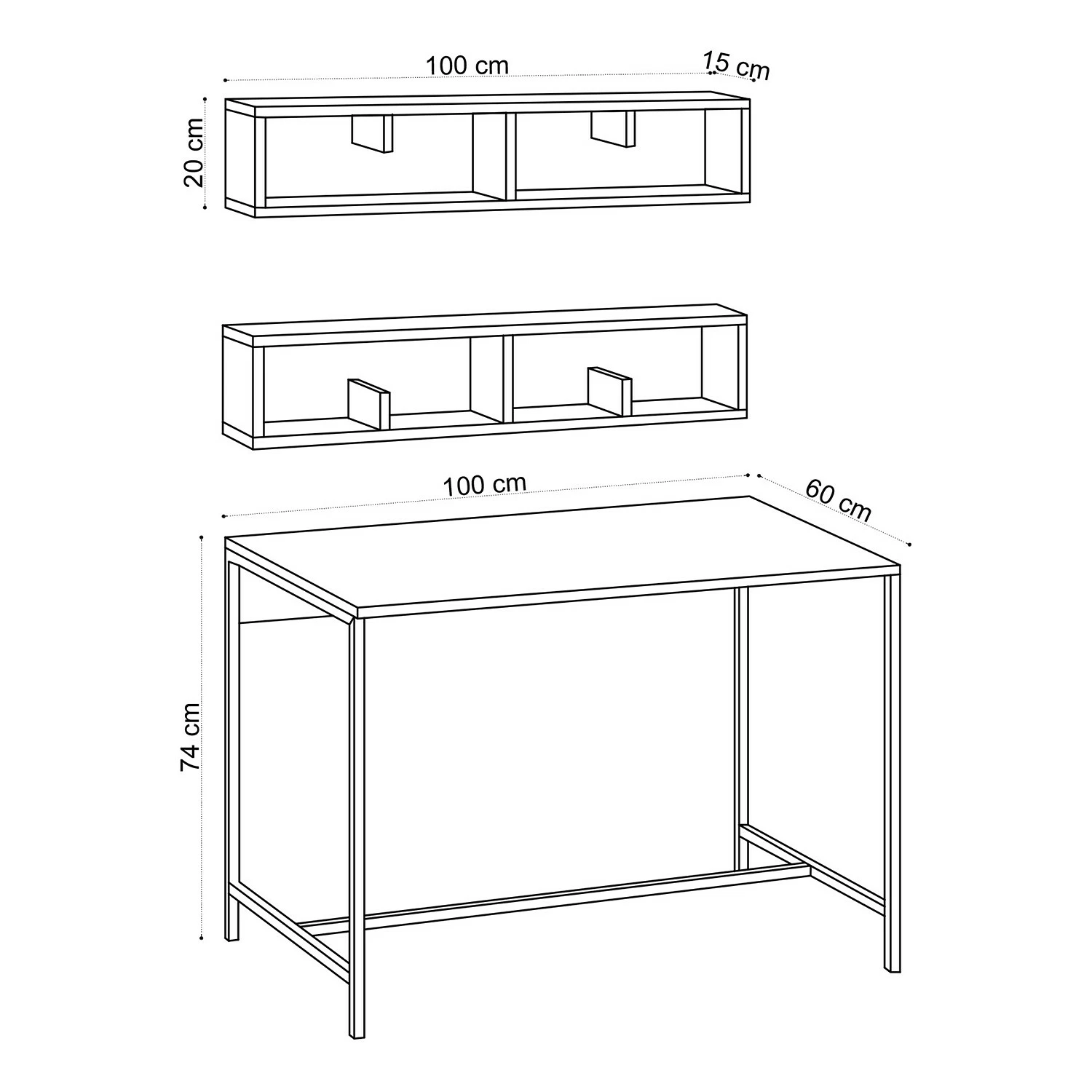 Red Living Schreibtisch-Set Cushy (3-teilig) - Eiche Dekor / Schwarz 6 Red Living Schreibtisch-Set Cushy (3-teilig) - Eiche Dekor / Schwarz – Bild 4