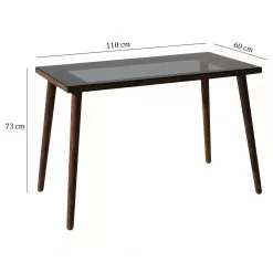 Red Living Schreibtisch Jimo - Kiefer & Buche massiv / Glas - Kiefer Braun / Schwarzglas -Büromöbel Verkaufsgeschäft 1000306668 211115 135614001080 SKETCH DETAILS P000000001000306668 sketch