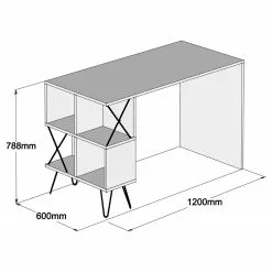 Red Living Schreibtisch Laval - Walnuss Dekor / Schwarz -Büromöbel Verkaufsgeschäft 1000306689 211115 135716001165 SKETCH DETAILS P000000001000306689 sketch
