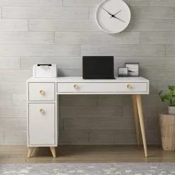 Norrwood Schreibtisch Cusse - Weiß / Eiche Dekor -Büromöbel Verkaufsgeschäft 1000306690 211115 13575600742 MOOD DETAILS P000000001000306690 mood