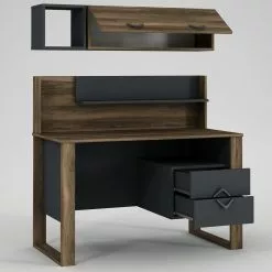 Red Living Schreibtisch-Set Kesia (2-teilig) - Walnuss Dekor / Anthrazit -Büromöbel Verkaufsgeschäft 1000306700 211115 13564400654 DETAILS P000000001000306700