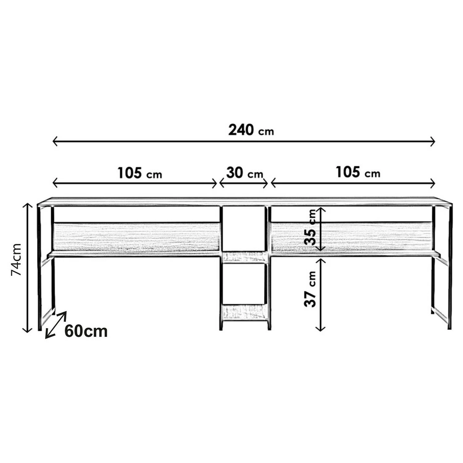 Red Living Doppelschreibtisch Collinee III - Walnuss Dekor / Schwarz 11 Red Living Doppelschreibtisch Collinee III - Walnuss Dekor / Schwarz – Bild 9
