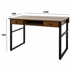 Red Living Schreibtisch Jerrold - Kiefer massiv / Aluminium - Kiefer Braun / Schwarz -Büromöbel Verkaufsgeschäft 1000306712 211115 135744001204 SKETCH DETAILS P000000001000306712 sketch