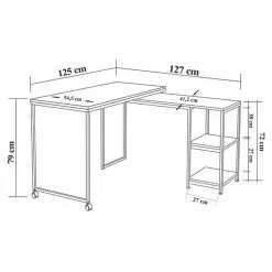 Red Living Schreibtisch Lissie - (schwenkbar) Kiefer Dekor / Schwarz -Büromöbel Verkaufsgeschäft 1000306713 211115 135745001206 SKETCH DETAILS P000000001000306713 sketch