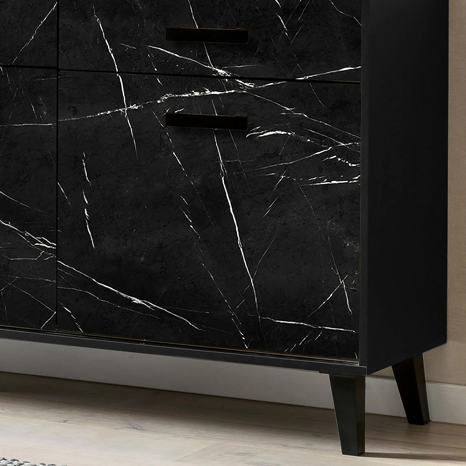 Jack & Alice Sideboard Fintel I - Marmor Schwarz Dekor / Schwarz 9 Jack & Alice Sideboard Fintel I - Marmor Schwarz Dekor / Schwarz – Bild 7
