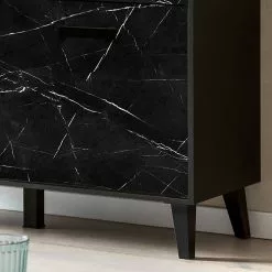 Jack & Alice Sideboard Fintel II - Marmor Schwarz Dekor / Schwarz -Büromöbel Verkaufsgeschäft 1000307051 211110 08234500086 DETAILS P000000001000307051