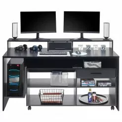 Fredriks Schreibtisch-Kombination Halling - (LED-Beleuchtung) - Schwarz -Büromöbel Verkaufsgeschäft 1000307854 211123 172651000042 DETAILS P000000001000307854