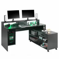 Fredriks Schreibtisch-Kombination Halling - (LED-Beleuchtung) - Schwarz -Büromöbel Verkaufsgeschäft 1000307854 211123 17265100046 DETAILS P000000001000307854