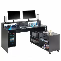 Fredriks Schreibtisch-Kombination Halling - (LED-Beleuchtung) - Schwarz -Büromöbel Verkaufsgeschäft 1000307854 211123 17265100048 DETAILS P000000001000307854