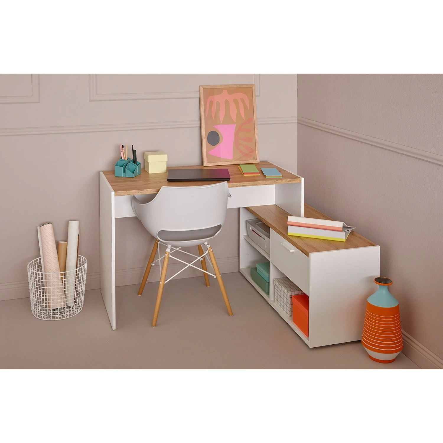 Jahnke Eckschreibtisch ML C 140 E - Wildeiche Dekor / Weiß 5 Jahnke Eckschreibtisch ML C 140 E - Wildeiche Dekor / Weiß – Bild 3