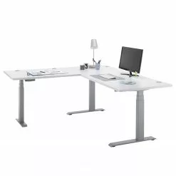 Fredriks Eckschreibtisch Toms - (Höhenverstellbar) - Lichtgrau / Grau -Büromöbel Verkaufsgeschäft 1000309502 211110 082121000035 DETAILS P000000001000309502