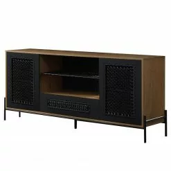 Red Living Sideboard Padbury - Schwarz / Eiche Dekor