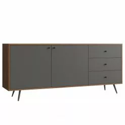 Loftscape Sideboard Sirkka - Grau / Walnuss Dekor