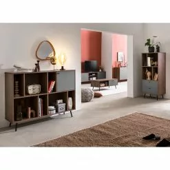 Loftscape Regal Sirkka II - Grau / Walnuss Dekor -Büromöbel Verkaufsgeschäft 1000310575 211125 11184100287 MOOD DETAILS P000000001000310575 mood