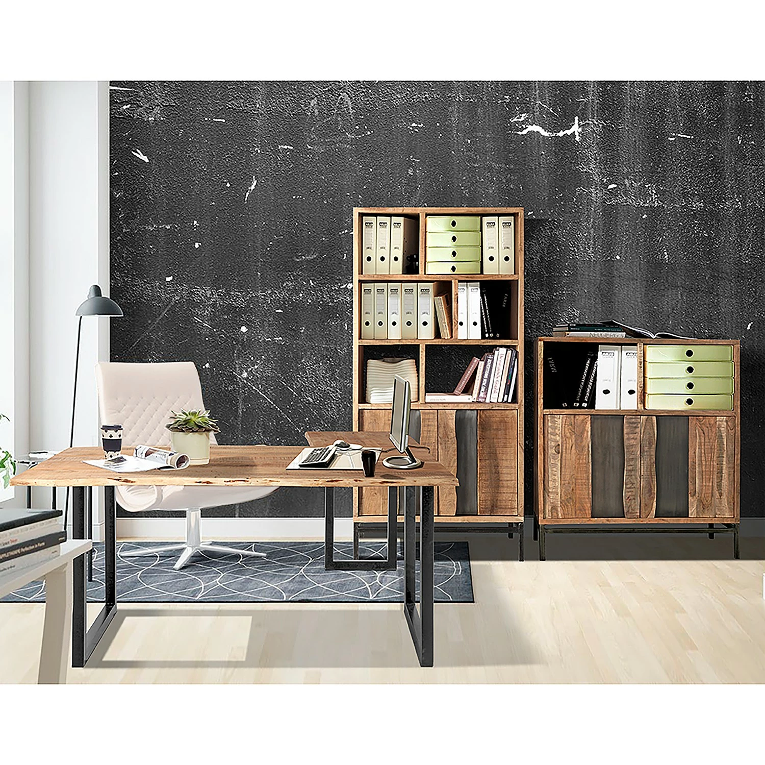 Ars manufacti Büroset Domme (3-teilig) - Akazie massiv / Eisen - Akazie / Anthrazit 3 Ars manufacti Büroset Domme (3-teilig) - Akazie massiv / Eisen - Akazie / Anthrazit