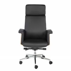 Fredriks Bürostuhl Weld - Echtleder / Walnuss Furnier / Metall - Schwarz / Walnuss / Aluminium -Büromöbel Verkaufsgeschäft 1000310647 220826 030 DETAILS P000000001000310647