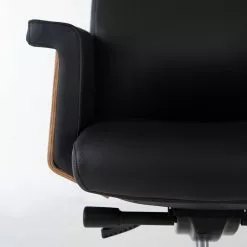 Fredriks Bürostuhl Weld - Echtleder / Walnuss Furnier / Metall - Schwarz / Walnuss / Aluminium -Büromöbel Verkaufsgeschäft 1000310647 220826 037 DETAILS P000000001000310647