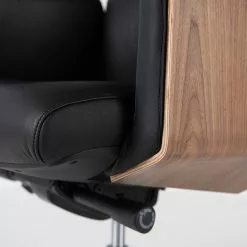 Fredriks Bürostuhl Weld - Echtleder / Walnuss Furnier / Metall - Schwarz / Walnuss / Aluminium -Büromöbel Verkaufsgeschäft 1000310647 220826 038 DETAILS P000000001000310647