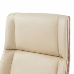 Fredriks Bürostuhl Zuma - Echtleder / Walnuss Furnier / Metall - Creme / Walnuss / Aluminium -Büromöbel Verkaufsgeschäft 1000310662 220509 070 DETAILS P000000001000310662