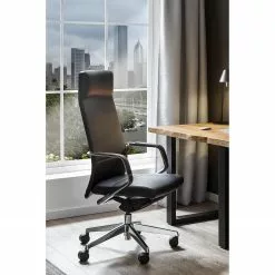 Fredriks Bürostuhl Mecco - Echtleder / Aluminium - Schwarz / Silber -Büromöbel Verkaufsgeschäft 1000312404 211130 13160400031 MOOD DETAILS P000000001000312404 mood