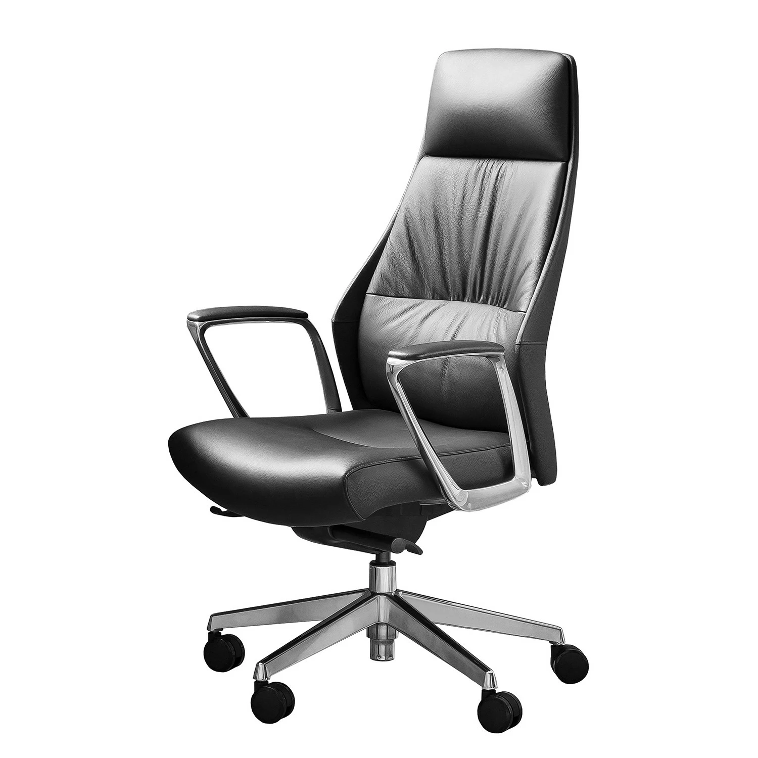 Fredriks Bürostuhl Luis - Echtleder / Aluminium - Schwarz / Silber 3 Fredriks Bürostuhl Luis - Echtleder / Aluminium - Schwarz / Silber