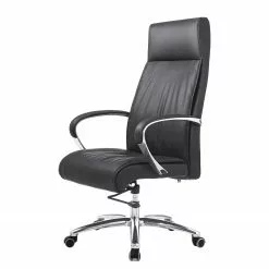 Fredriks Bürostuhl Lazaro - Echtleder / Aluminium - Schwarz / Chrom