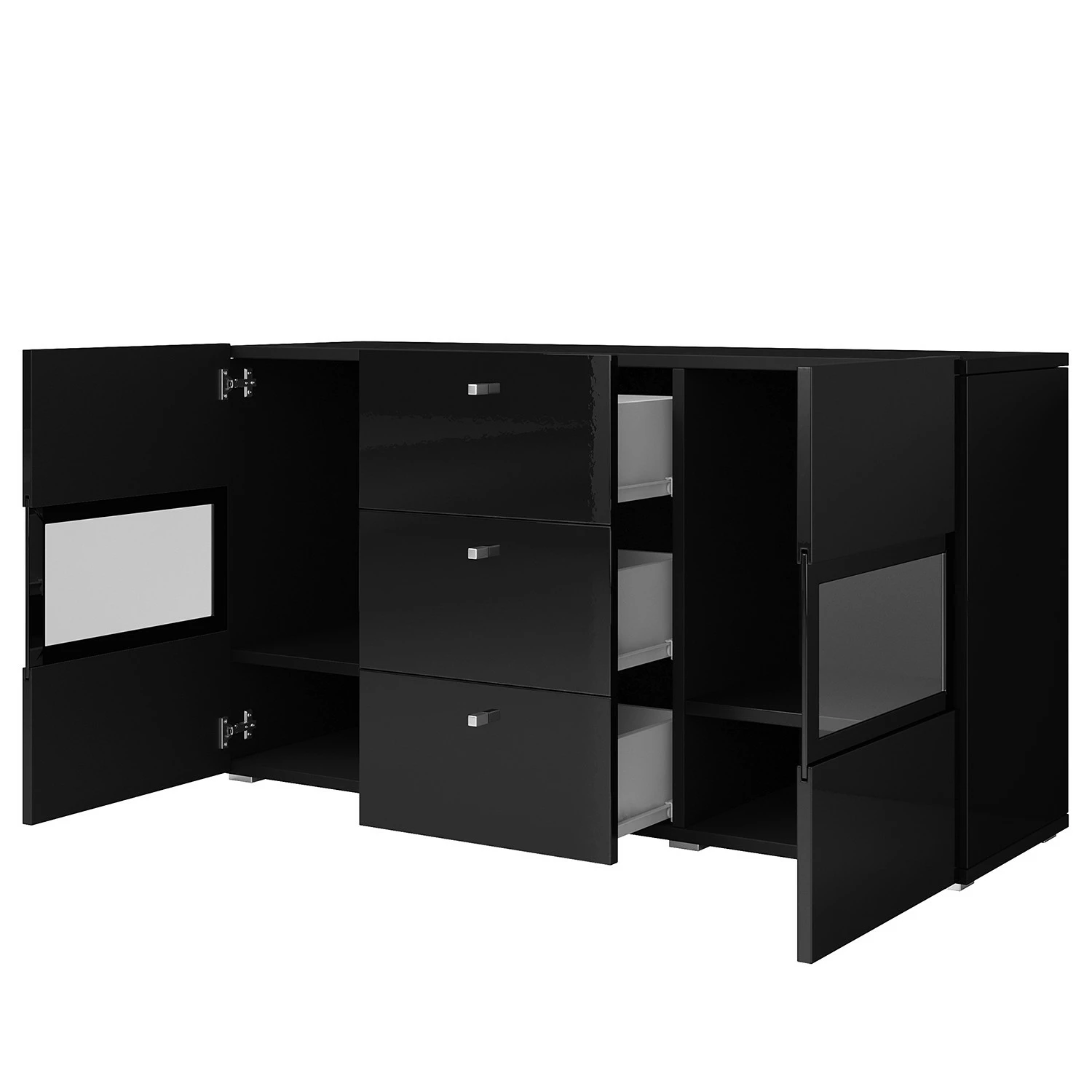 Loftscape Sideboard Adschman - Hochglanz Schwarz / Matt Schwarz 6 Loftscape Sideboard Adschman - Hochglanz Schwarz / Matt Schwarz – Bild 4