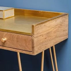 Schreibtisch Lennard I - Mango massiv / Eisen - Mango / Messing -Büromöbel Verkaufsgeschäft 1000315298 211214 16251100153 DETAILS P000000001000315298