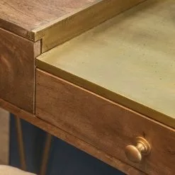 Schreibtisch Lennard I - Mango massiv / Eisen - Mango / Messing -Büromöbel Verkaufsgeschäft 1000315298 211214 16251100155 DETAILS P000000001000315298