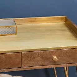 Schreibtisch Lennard I - Mango massiv / Eisen - Mango / Messing -Büromöbel Verkaufsgeschäft 1000315298 211214 16251100161 DETAILS P000000001000315298