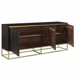 Jack & Alice Sideboard Nooble II - Mango massiv / Metall - Mango Schwarz / Gold -Büromöbel Verkaufsgeschäft 1000315447 220427 045 DETAILS P000000001000315447