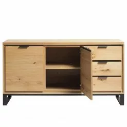 Loftscape Sideboard Limoges - Echtholzfurnier / Metall - Eiche / Schwarz -Büromöbel Verkaufsgeschäft 1000319435 220107 101929000117 DETAILS P000000001000319435