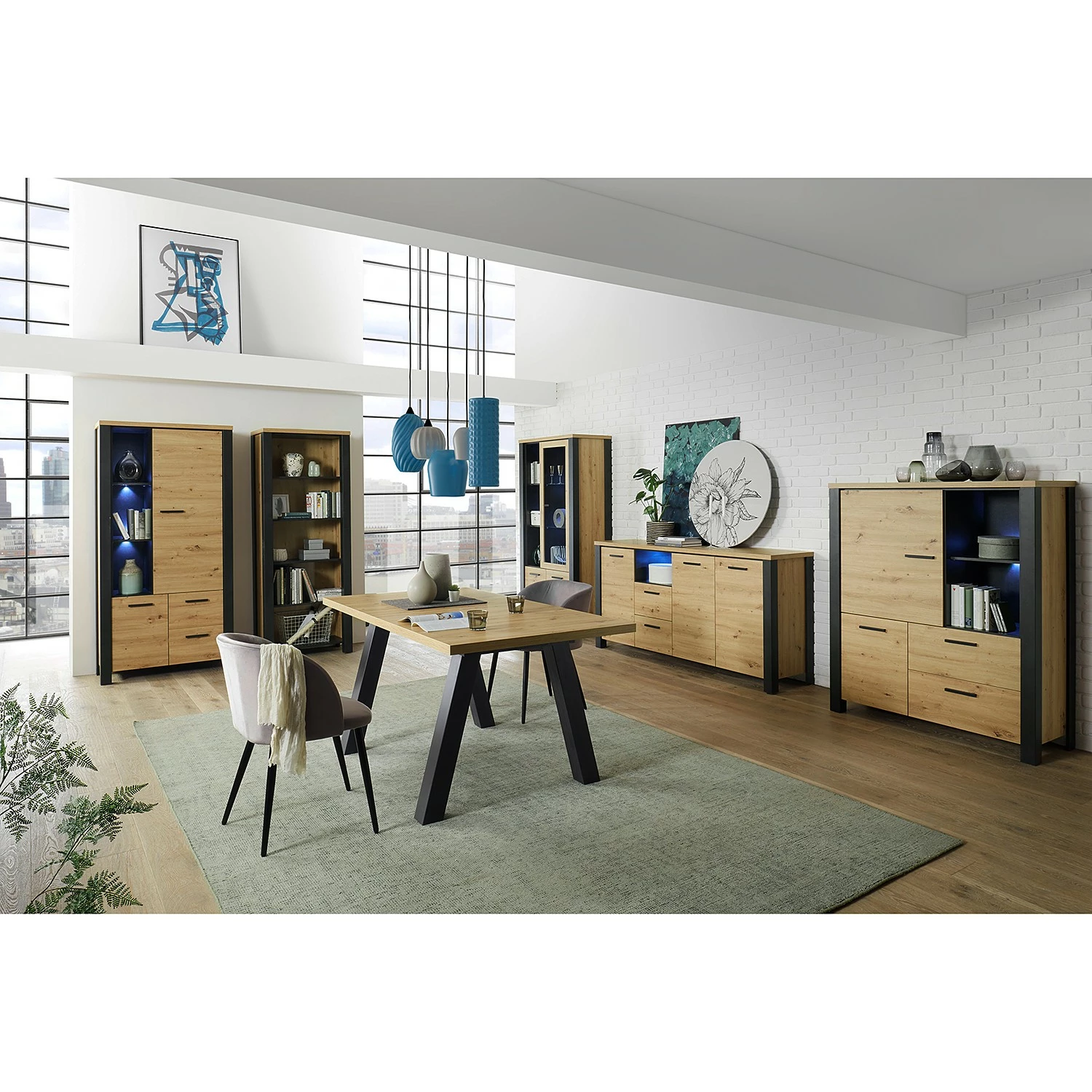 Red Living Sideboard Zagora - Asteiche Dekor / Schwarz 4 Red Living Sideboard Zagora - Asteiche Dekor / Schwarz – Bild 2