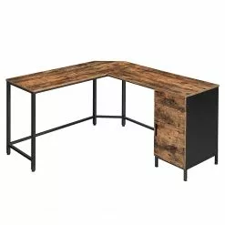 Red Living Eckschreibtisch Buxy IV - Eiche Rustikal Dekor / Schwarz -Büromöbel Verkaufsgeschäft 1000330253 220204 13344200030 DETAILS P000000001000330253